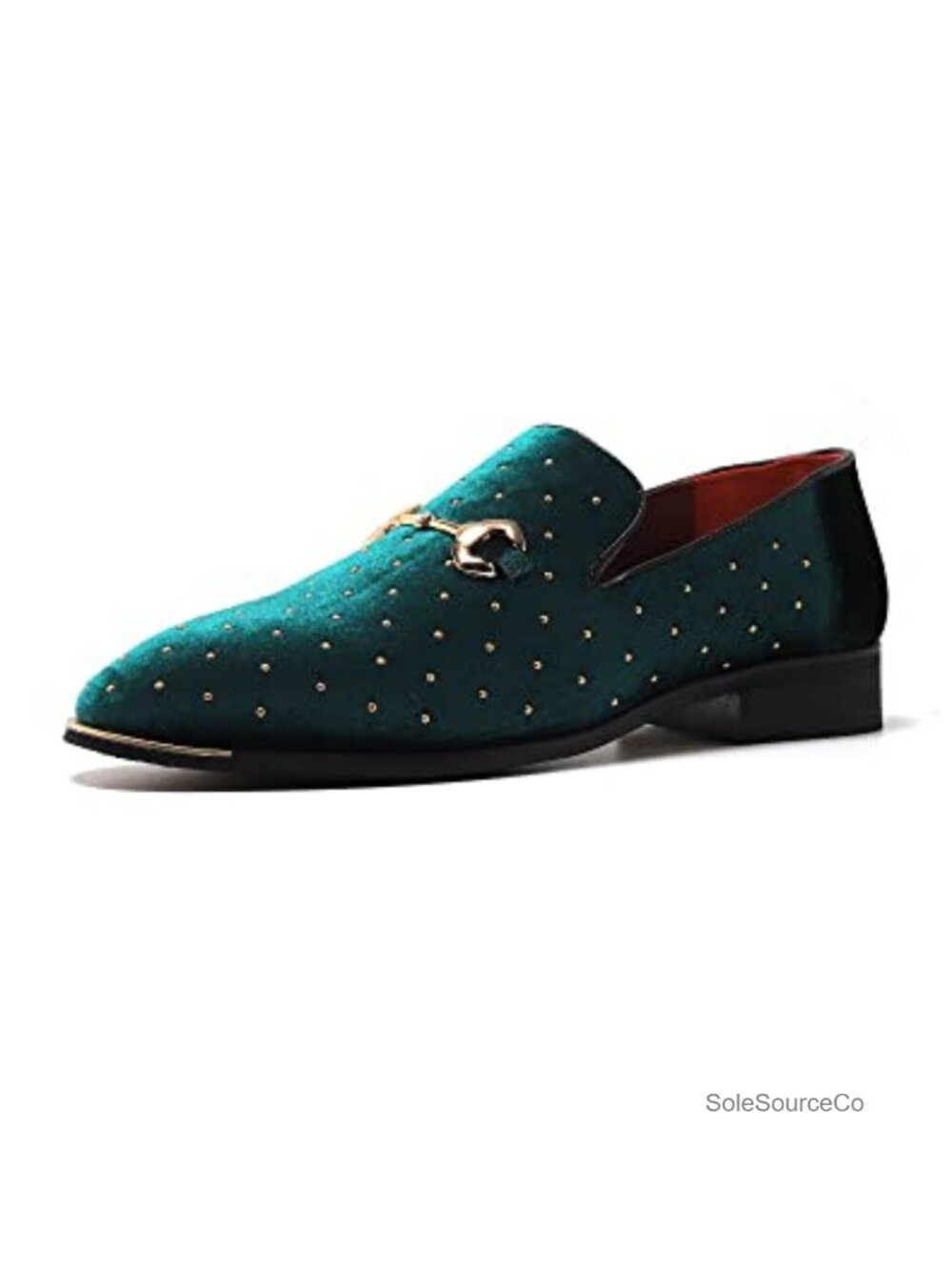 Men's Suede Loafers Slip-On Dress Shoes Gold Rivet Buckle